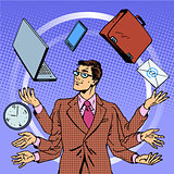 Time management businessman gadgets business concept