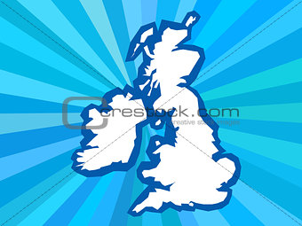 UK country shape in rays background