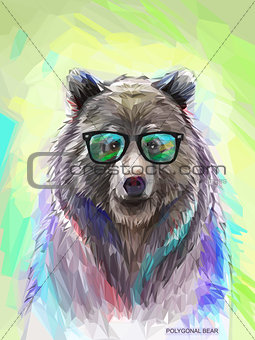 Colorful bear illustration. Bright poster