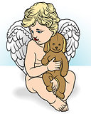 Angel Holding Stuffed Animal