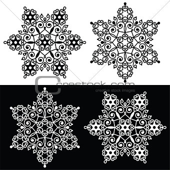 Christmas snowflake design with - embroidery, lace style