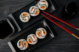 delicious sushi rolls on the plate