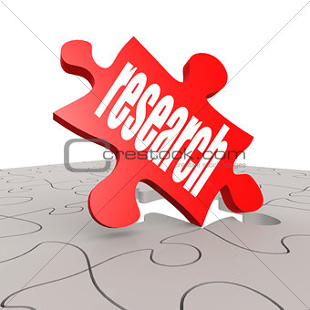 Research word with puzzle background