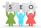 SEO - Search Engine Optimization puzzle in a line