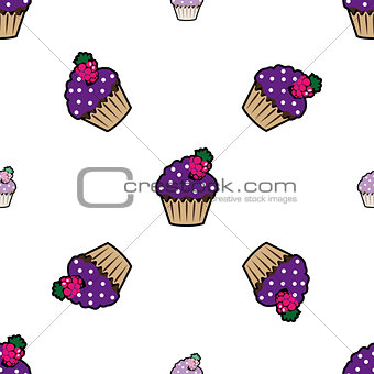 Cream cake purple seamless pattern