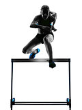 woman hurdlers  hurdling  silhouette