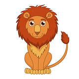 Cute cartoon lion with fluffy mane and kind muzzle