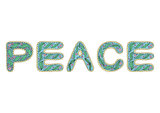 Romantic peace lettering in style of hippie with flower patterns
