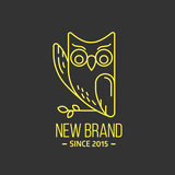 Vintage owl logo in thin line style