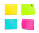 Four Colorful Sticky Notes. Blank sheets