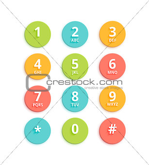 Vector Flat Colored Keypad For Phone