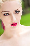 Beautiful Woman With Blond and Magenta Pink Hair