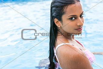 Sexy Indian Asian Woman Girl in Swimming Pool