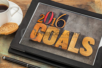 2016 goals on digital tablet