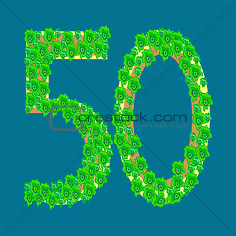 Numeral fifty 50 anniversary celebration tropical island