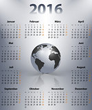 German business calendar for 2016 year