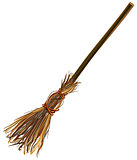 Witches broom stick. Old broom. Halloween accessory object