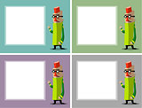 funny cartoon character with glasses and fez in front of poster 