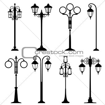 City street lanterns set