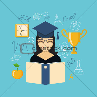 Flat design  for education time