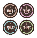 Vintage style simple vector coffee icons 