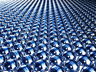Abstract background with chrome balls and binary code