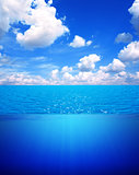 Underwater scene and blue sky 
