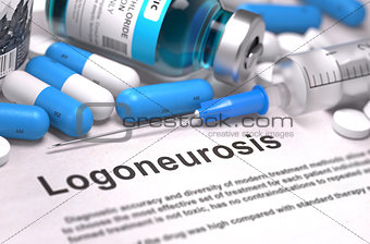 Diagnosis - Logoneurosis. Medical Concept. 3D Render.