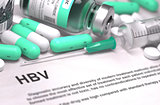 Diagnosis - HBV. Medical Concept with Blurred Background.
