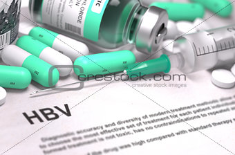 Diagnosis - HBV. Medical Concept with Blurred Background.