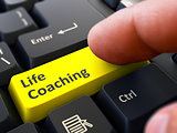 Life Coaching Concept. Person Click Keyboard Button.
