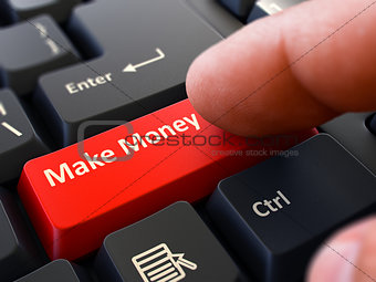 Make Money - Written on Red Keyboard Key.