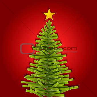 Green paper vector Christmas tree