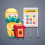 Caution Biohazard Poster with Doctor and Flipchart