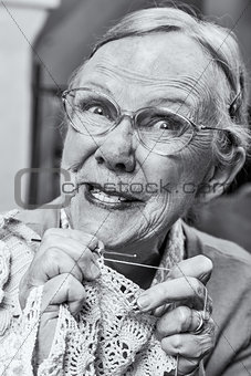 Silly Old Lady with Crochet