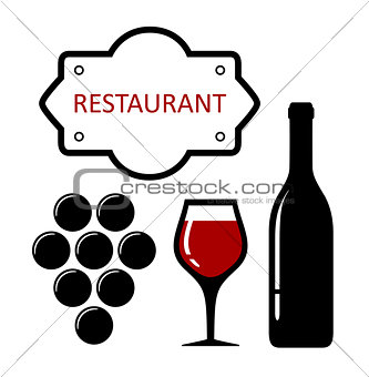 restaurant icon with grapes and wine glass
