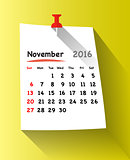 Flat design calendar for november 2016