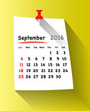 Flat design calendar for september 2016