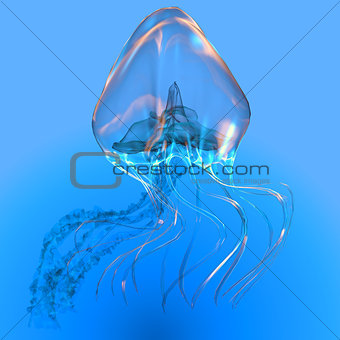 Blue Glowing Jellyfish