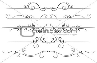 Ornate set of borders on a white background. Hand drawing