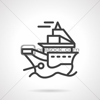 Simple line vector icon for ship
