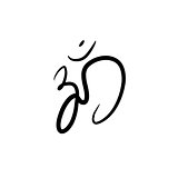 Om sign painted by hand. The sacred symbol in Buddhism and Hinduism.