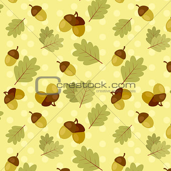 seamless fall pattern with oak leaves and acorns
