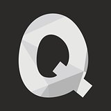 Q vector alphabet letter isolated on black background illustration