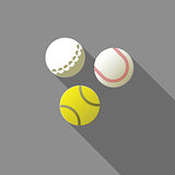 Balls for tennis, golf and baseball.