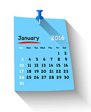 Flat design calendar for january 2016