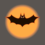 Bat against a background the orange moon