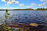 Karelian landscape. Lake Pongoma, North Karelia, Russia