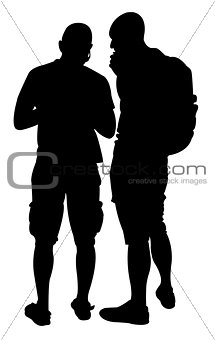 Silhouette of two friends