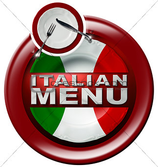 Italian Menu - Round Icon with Plate